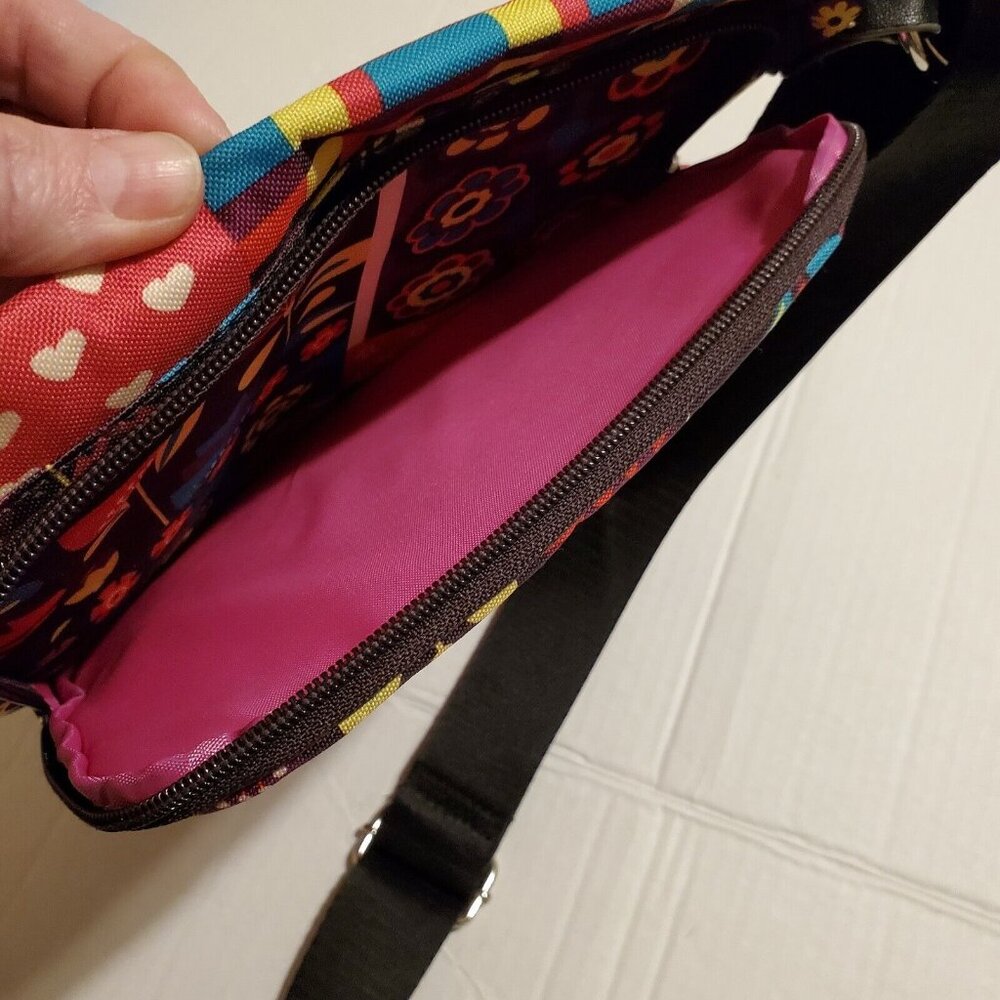 Lily Bloom Crossbody Messenger Bag Purse Bright Floral  10"x9"x2" Paisley - Picture 7 of 10